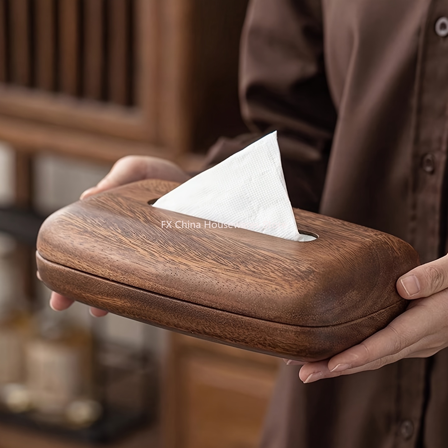 Walnut Wood Tissue Box Cover H - Agar Tissue Culture review and price